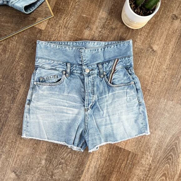 Jean Atelier Flip Fold-Over High Waisted Denim Shorts Authentic - Picture 5 of 8